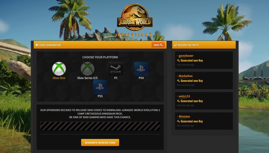 Jurassic World Evolution 2 Camp Cretaceous Dinosaur Pack DLC Code